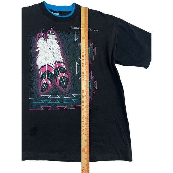 VTG Aztec Black Short Sleeve Crew‎ Neck Pullover Shirt Sz XL - Picture 2 of 7